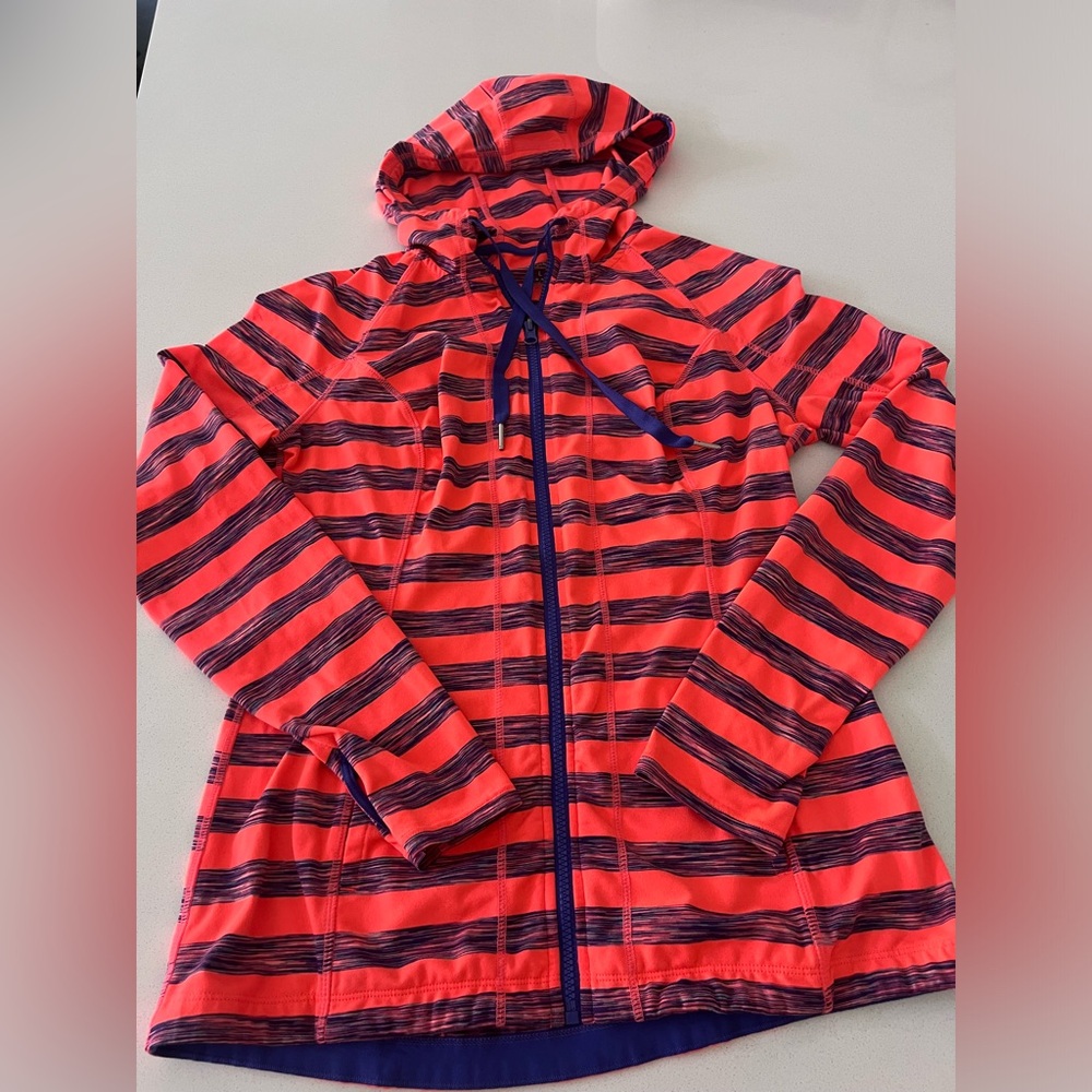 Lukka zip‎ up hoodie jacket athletics workout striped bright colors women's L